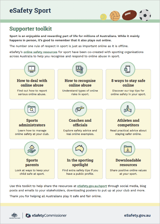 Resources For Sport | ESafety Commissioner